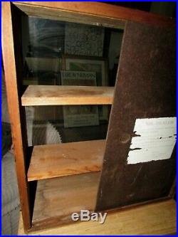 Antique Table Top Wood Display Case Slant Glass Front 3 Shelves York Cutlery