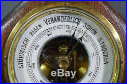 Antique VTG German Lufft Wall Barometer Beveled Edge Glass Octagonal Wood Case