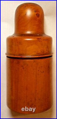 Antique Victorian Apothecary Bottle in Treen Turned Box Wood Case Circa 1850