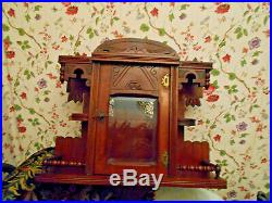 Antique Victorian Beveled Glass Curio Display Case Wall Shelf CabinetExquisite