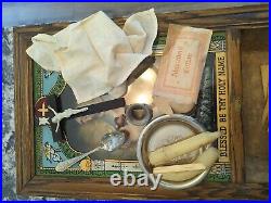Antique Victorian Divinity Last Rites Piata Wall Shrine with Contents