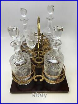 Antique Vintage Cellarette Mahogany Wood Wine Bar Case Set with Glasses