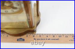 Antique WATERBURY Open Escapement Clock in Brass Wood Case Parts or Repair 10.5