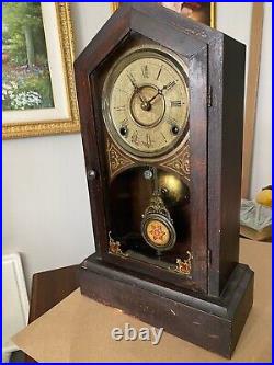 Antique Waterbury Tall Wood Cased Steeple Clock Pendulum