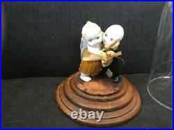 Antique Wedding Couple Kewpie Dolls On Stand In Glass & Wood Case Rose ONeill