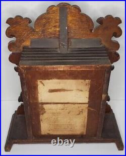 Antique Welch Gingerbread Alarm Kitchen Clock Victorian Walnut Wood Mantel Case