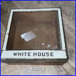 Antique White House Brand Cigar Display Case Glass / Wood