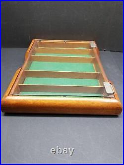 Antique Wood Glass Store Counter Display Case with Hinged Cover