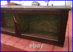 Antique Wood & Wavy Glass Store Display Case Cabinet Table Top Oak Mercantile