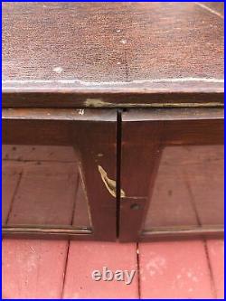 Antique Wood & Wavy Glass Store Display Case Cabinet Table Top Oak Mercantile