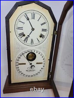Antique Working 1866 ITHACA No. 11 Octagon H. B Horton Double Dial Calendar Clock