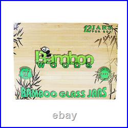 BAMBOO WOODS 12X Stash Jar Clear Glass Water Proof Bamboo Lid Tobacco One Box
