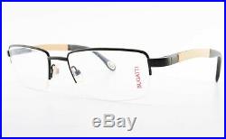 BUGATTI Brille Mod. 547 031 5419 Luxury Square Eyeglasses Wood Black +Case