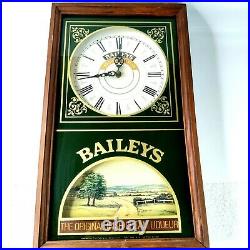 Baileys Irish Cream Wall Clock wood and glass case 19 x 11.5 x 3.5