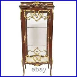 Baroque Style Wood / Brass Glass Case With Marble Top #mb7