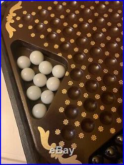 Beautiful Ornate Chinese Checkers Set In Drcorative Octagon Case Glass Wood