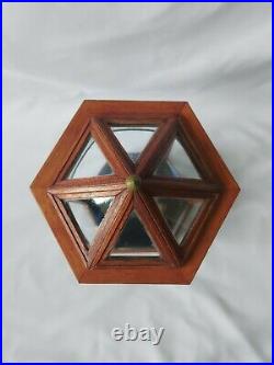 Beautiful Vintage Gazebo Terrarium Wardian Case Wood Glass Hexagonal 33cm High