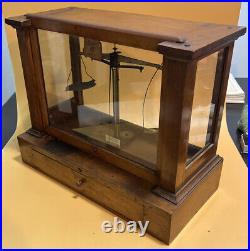 Becker's Sons Old Apothecary/Analytical Balance SCALE Wood & Glass Case As Is
