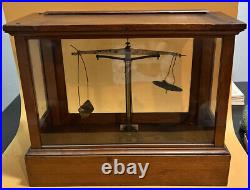 Becker's Sons Old Apothecary/Analytical Balance SCALE Wood & Glass Case As Is