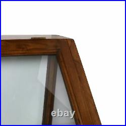 Benjara Wood and Glass Angled Display Case with Lock and Key, Brown