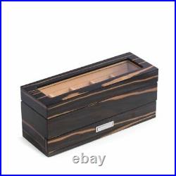 Bey Berk Lacquered Ebony Wood 5 Watch Box With Glass Top