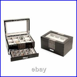 Bey Berk Lacquered Wenge Wood 8 Watch Box With Glass Top