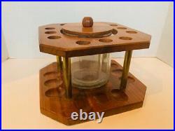 Briar Estate Pipe Display case holder 12 glass canister wood England vtg grabow