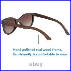 Brown Bamboo Wooden Sunglasses for Women Luxury Fashion Sun Glasses Polarized