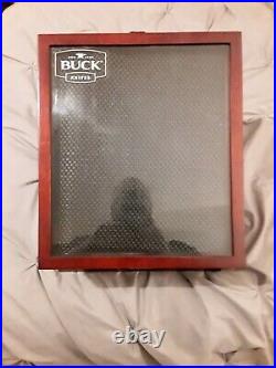Buck Knives Solid Red Wood Display Glass Case with storage Nice