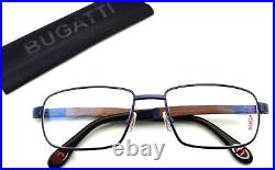 Bugatti Glasses 548 017 55-18 140 Padouk Wood Blue Square Frame M France + Case