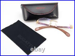 Bugatti Glasses Spectacles 518 003 XL Kotibé Gabon Wood Brown Gold Rimless