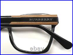 Burberry B 2121 3001 Eyeglasses Glasses Polished Black / Wood 52-14-140 withcase