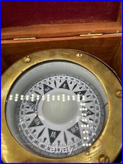 C. Plath Hamburg Germany Brass Nautical Gyroscope Dovetail Wood Case