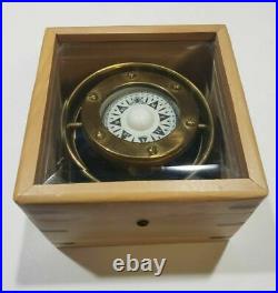 C. Plath Hamburg Germany Brass Nautical Marine Ship Boat Compass Wood Glass Case