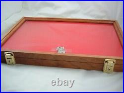 CHERRY Wood showcase display case 18 X 24 X 2 Quality made, glass, solid cherry