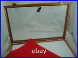 CHERRY Wood showcase display case 18 X 24 X 2 Quality made, glass, solid cherry