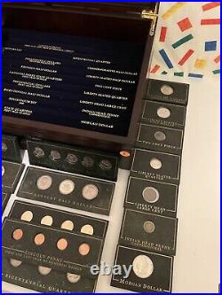 COLLECTIBLE COINS OF AMERICA withHANDSOME GLASS/WOOD DISPLAY CASE (Danbury Mint)