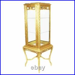 Cabinet Baroque Style Display Case With Marble Top Gold #mb31