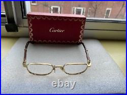 Cartier 135B 49 20 Wood Frame Gold Glasses Rare Vintage Case Paris Sun