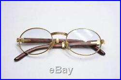 Cartier 135b 51-20 Wood Frame Rare Eyeglass Eyewear Glasses with Case from Japan