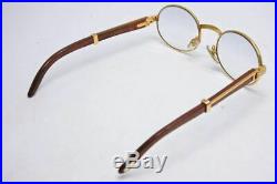 Cartier 135b 51-20 Wood Frame Rare Eyeglass Eyewear Glasses with Case from Japan