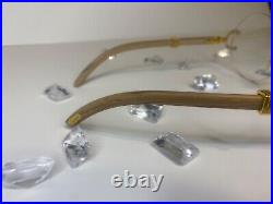 Cartier Round Clear Glasses (Gold Trim/Wood Temples) With Box, Bag, Case & Cloth