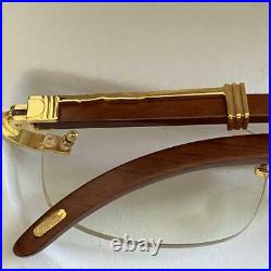 Cartier Wood Frame Glasses With Case Size Nan
