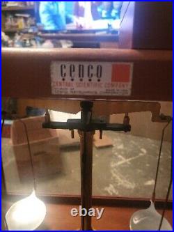 Cenco central scientific Company Scale In A Wood Glass Case. Vintage