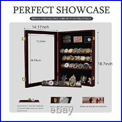 Challenge Coin Display Case 7 Rows Military Coins Display Cabinet Mahogany