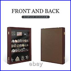 Challenge Coin Display Case 7 Rows Military Coins Display Cabinet Mahogany
