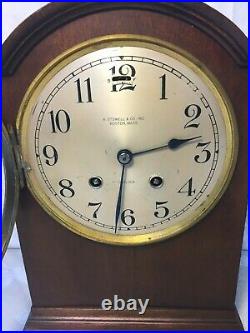 Chelsea Mantel Clock A Stowell & Co Boston Runs & Strikes Cherry Wood Case