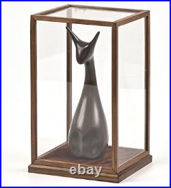 China Wood Display Case Transparent Glass Doll Art Jewelry snuff bottle stand
