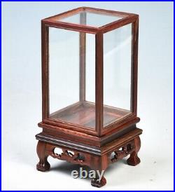 China wood Trim Base Display Cover Statue Antique Glass Case Decor stand art