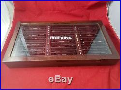 Cocoons sunglasses clip-ons lot of 42 all new, wood box glass display case
